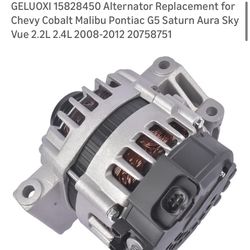Alternator Replacement for Chevy Cobalt Malibu Pontiac G5 Saturn Aura Sky Vue 2.2L 2.4L 2008-2012 (contact info removed)1