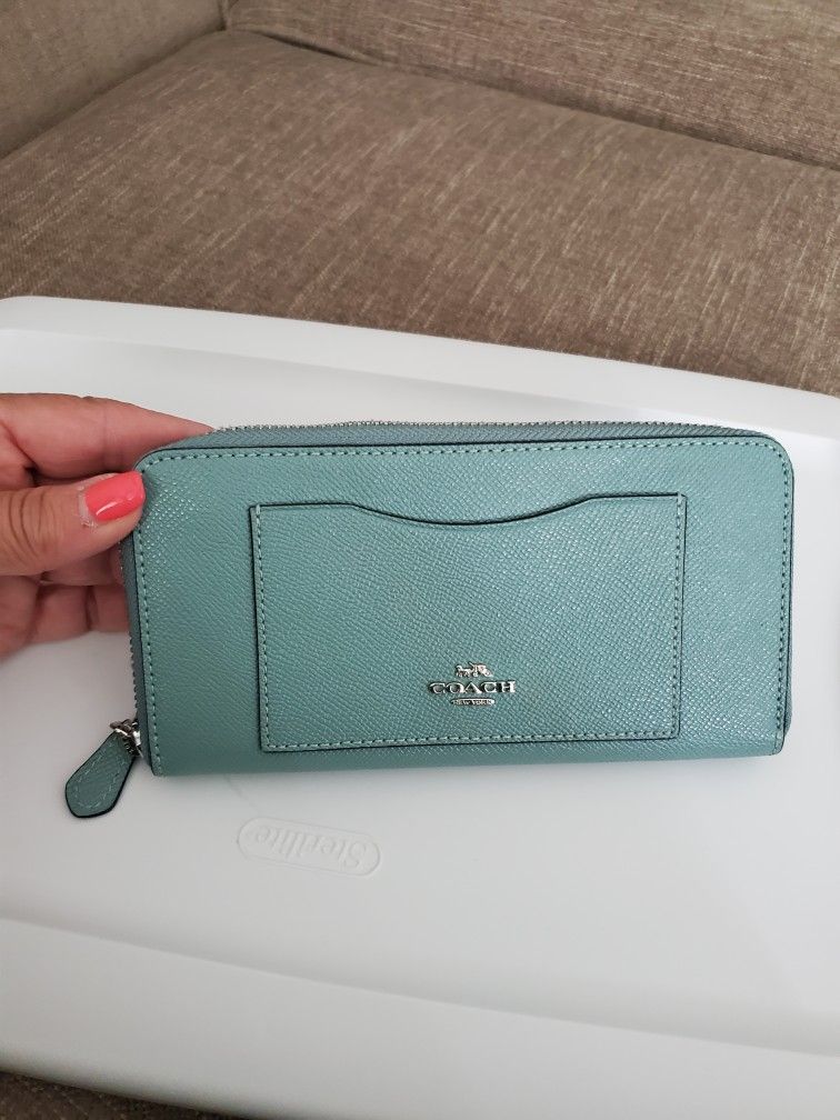 Coach Seafoam Color Zip Around Wallet