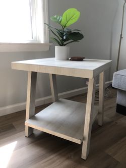 Athens Contemporary Wood Shelf End Table, White