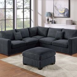4pcs Sectional Sofa w/ottoman