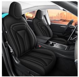 Custom Seat Covers for Tesla Model Y 2020-2025: Full Set Perforated Faux Leather, Black