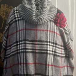 Plaid Pullover Poncho