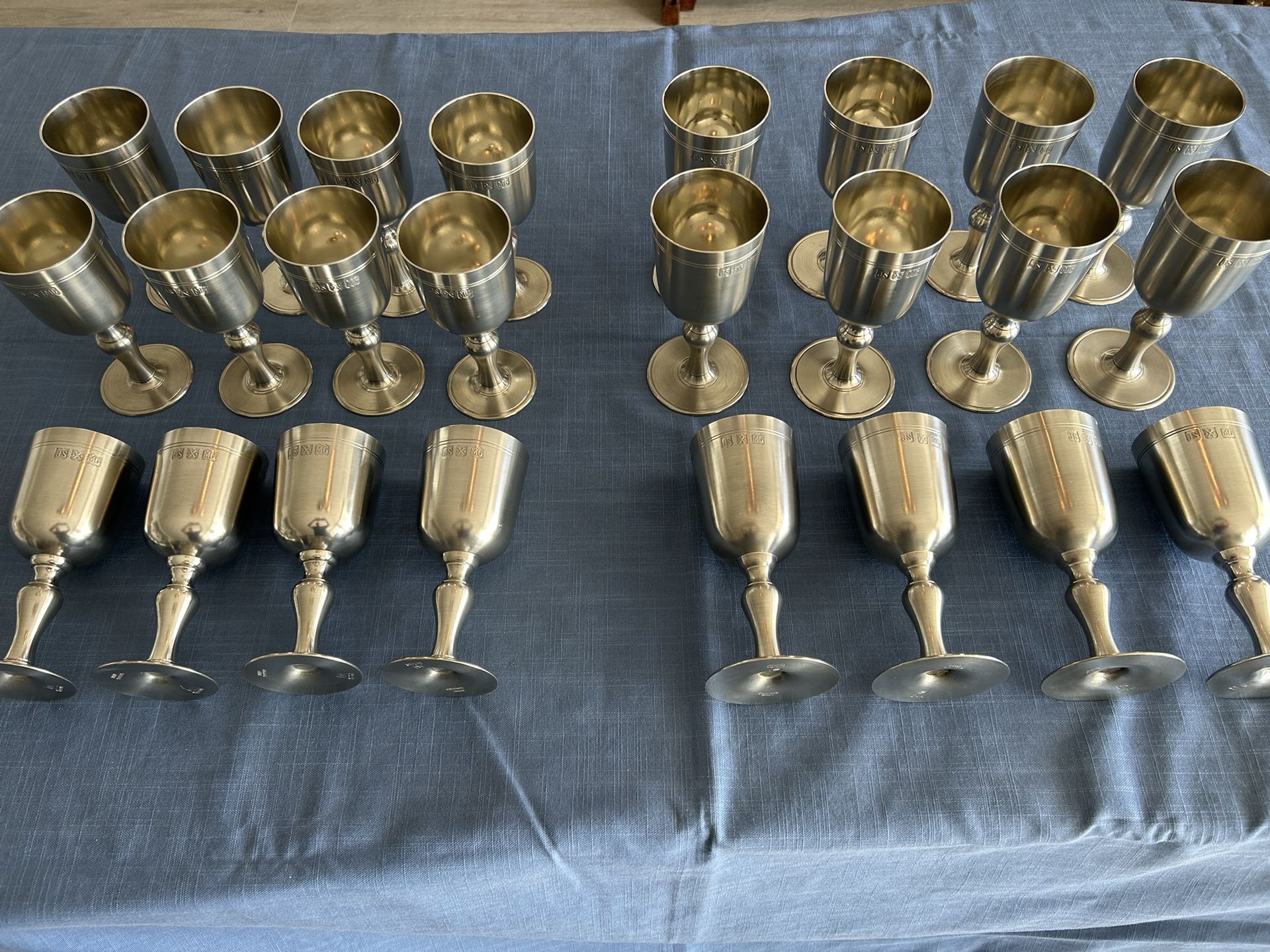 John Somers Pewter - Set Of 24 Wine & Water Goblets