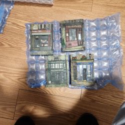 Chiu Tak Hak French Paris Store Fronts Set of 4 Resin Art Wall Plaques