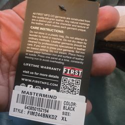 First Manufacturer  Mastermind Mens . Black Motorcycle Jacket XL