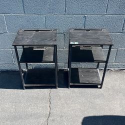 2 Black 3-Tier Stands – Wood & Metal – 23” Tall