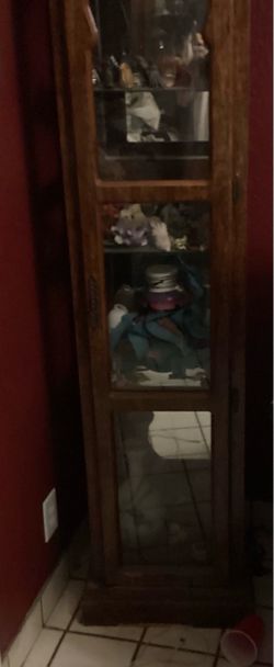 Tall Wood and Glass Display Cabinet