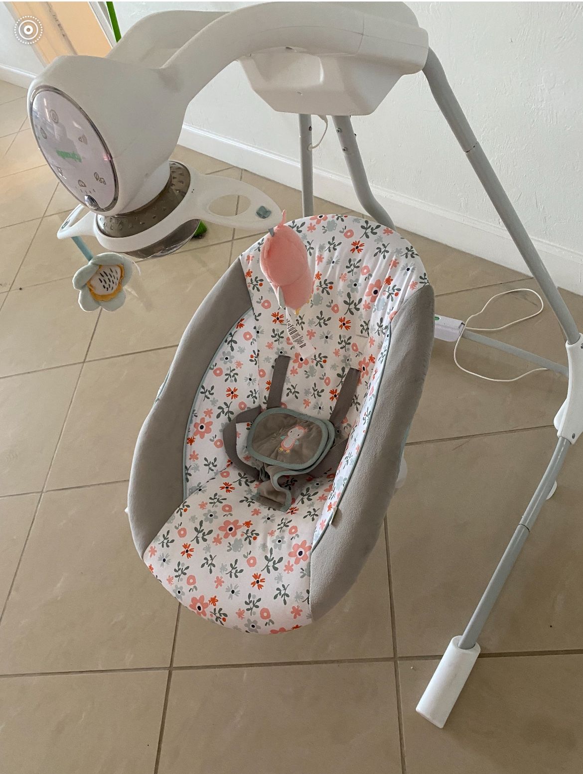 Ingenuity InLighten 5-Speed Baby Swing, Swivel Infant Seat, Nature Sounds, Lights