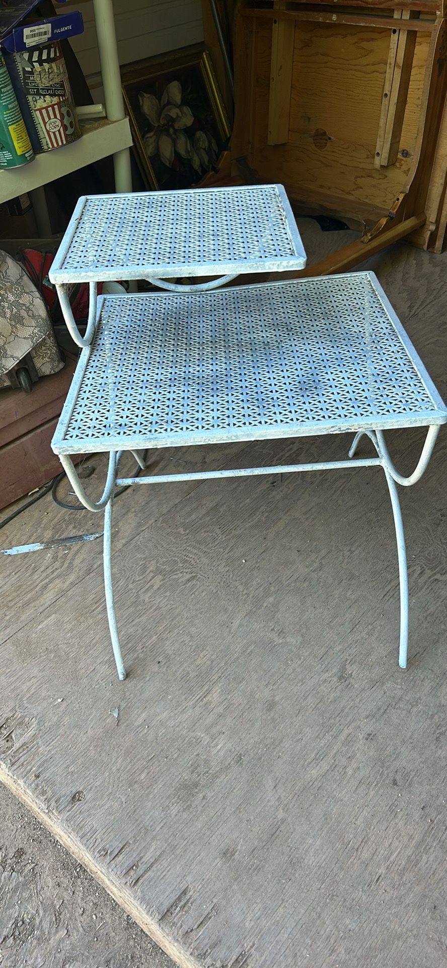  metal table its 22 inches tall 19 inches wide and 18 inches deep
