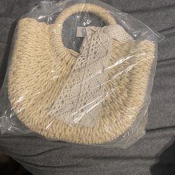 Straw Bag With Ribbon