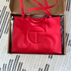 Telfar Red Medium “Shopping” Bag