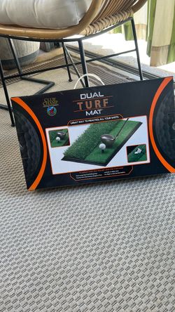 Dual turf mat for practicing golfing