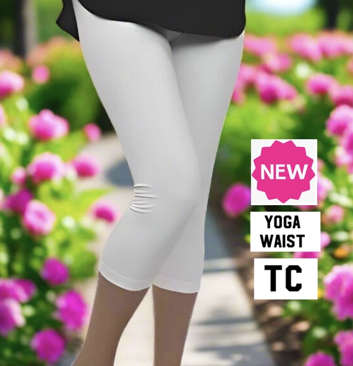 NEW Womens White Capri Leggings Soft As Lularoe OS/TC
