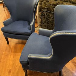 Blue Wingback Chairs - 