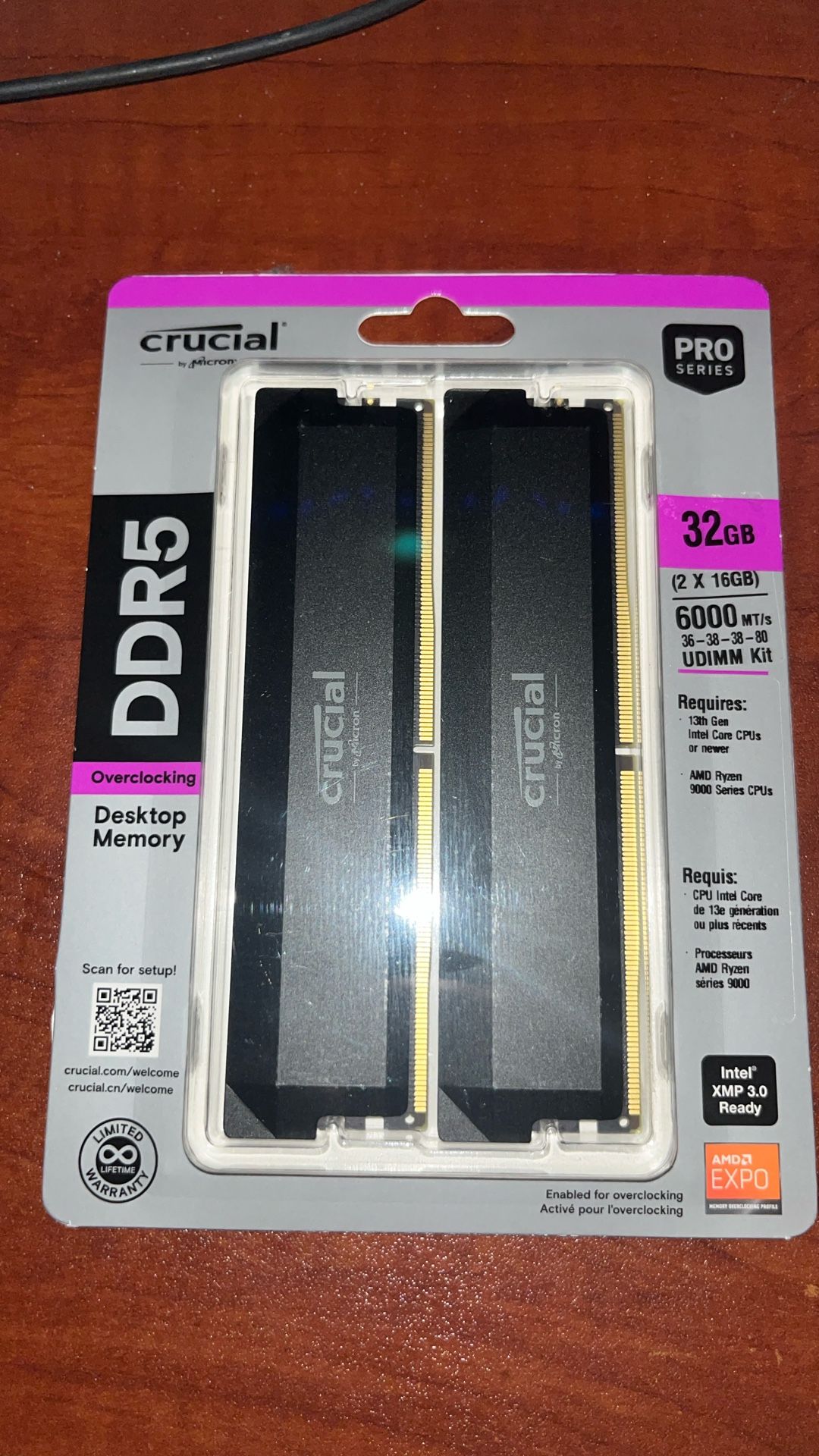 Crucial 32GB Ram With Overclocking (Brand New)