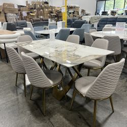 Modern Stylish Sintered Stone Dining Table with 6 Chairs