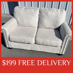 Gray studded Loveseat sectional couch sofa recliner (FREE DELIVERY)