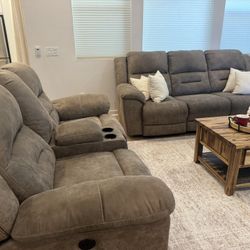 Ashley’s Furniture Stoneland Power Reclining Sofa Set