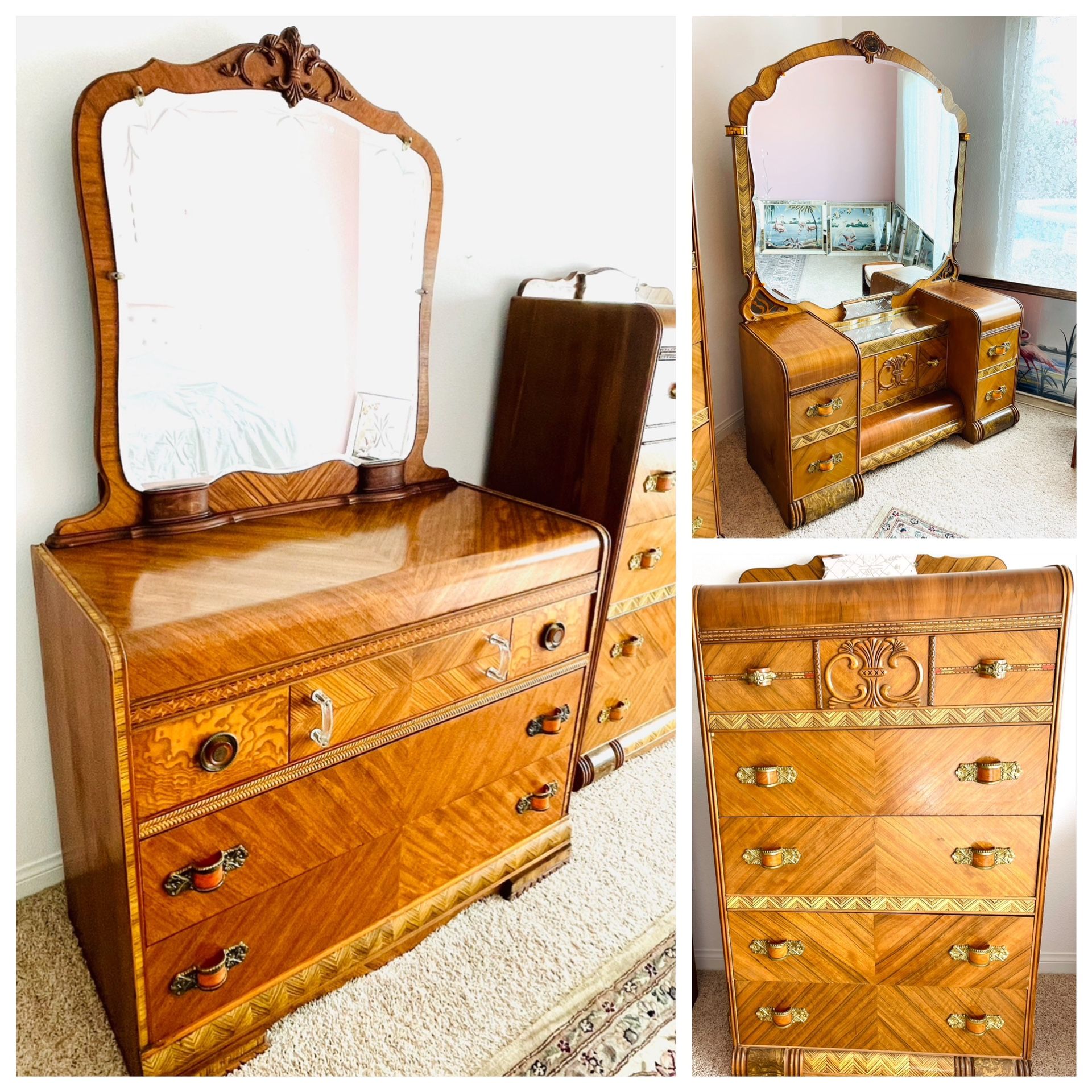 VINTAGE WATERFALL BEDROOM  SET- Incredible Condition  