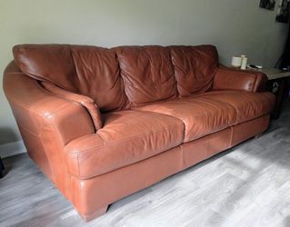3 seat premium faux leather brown couch