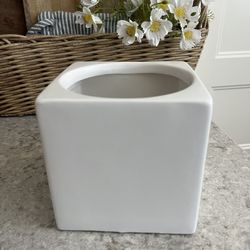White Ceramic Planter $8