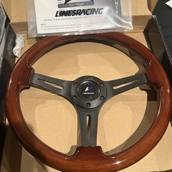 NEW - 14” LinesRacing Wood Grain Steering Wheel 