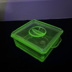 5.5” Hazel Atlas Uranium Glass Refrigerator Dish