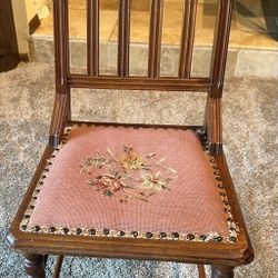 Antique Chair With Needlepoint Seat