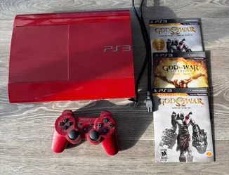 PS3 500GB God of War Ascension Legacy Bundle Red Console Tested Working