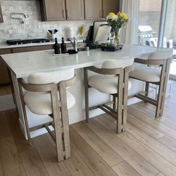 Counter Stools New Arhaus Dupe Cream Wood 