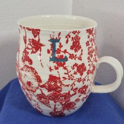 Anthropologie Homegrown Coffee/Tea Mug Initial/Monogram Letter 'L'  14 oz