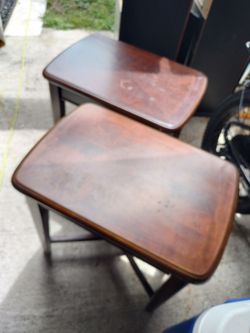 Pair of Dark Wood End Tables