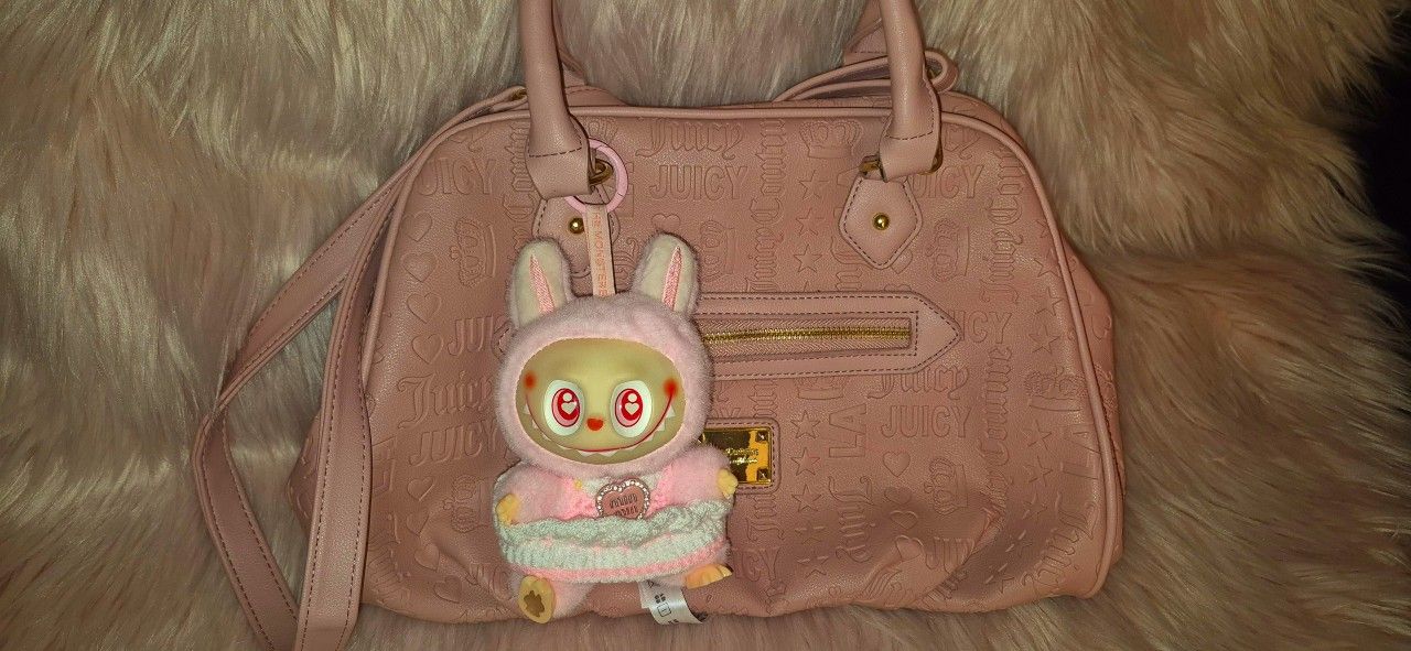 Pink JUICEY COUTURE Bag with Pink Labubu with Dress