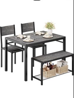 New in box Grey 2 chair 1 bench table set