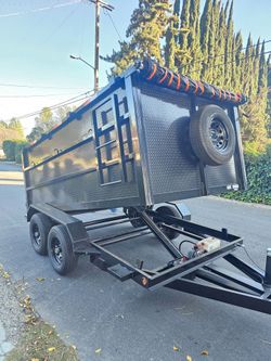 BRAND NEW DESIGN DUMP TRAILER 12x8x4 12,000 LBS ROLLING TARP AND SPARE TIRE HYDRAULIC SYSTEM ELECTRIC BRAKES TITLE IN HAND FOR ANY QUESTION TEXT ME PL