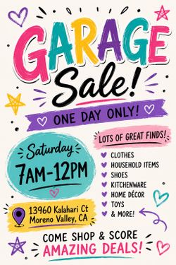 Yard sale this sat 7am-12pm