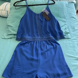 19 Cooper Romper Size Medium , Royal Blue , Embroidered , With adjustable shoulder straps ,New Whit Tags Original 