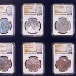 2021 SILVER MORGAN & PEACE DOLLAR 6 COIN 100th ANNIVERSARY SET NGC MS 70 FDOI