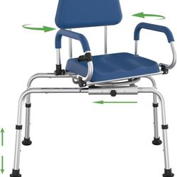 Sliding Shower Chair Transfer Bench w/ Swivel Seat & Arms
