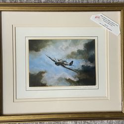 WW2 (BRITISH) HAWKER TYPHOON FIGHTER JET PHOTO - FRAMED, MATTED, & AUTOGRAPHED