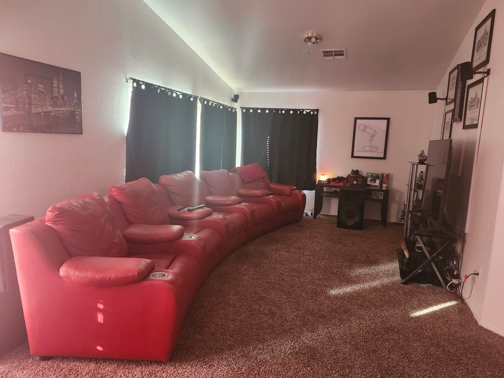Red Italian Leather Recliner Sofa