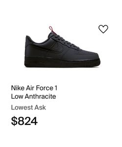 Nike Air Force 1 Low Black Anthracite Sz 12