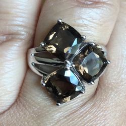 925 Sterling Silver Genuine Smoky Quartz 