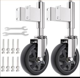 Homhoo Spring Loaded Gate Casters 6" Heavy Duty Gate Caster Wheels With Hardware 600 Lbs Load Capacity, Pack Of 2
