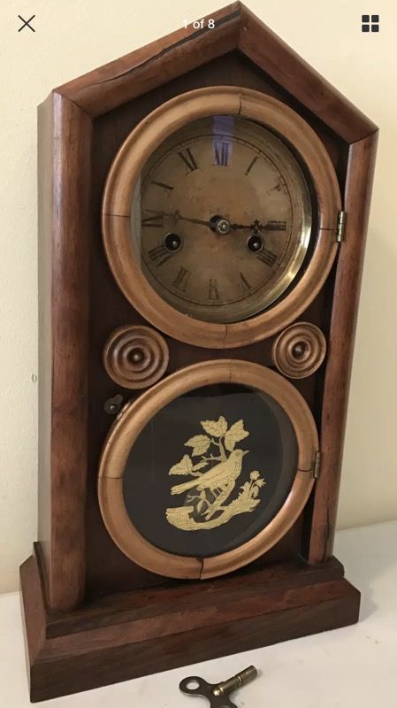 Antique E Ingraham Figure 8 Mantle Gong Clock