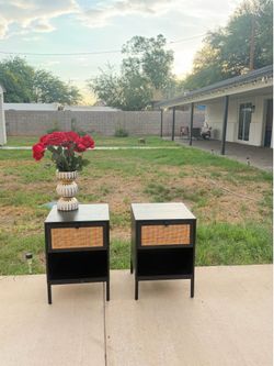 2 black nightstands set