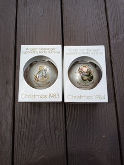 2 Berta Hummel 1983 and 1984 Glass Ornamentsa