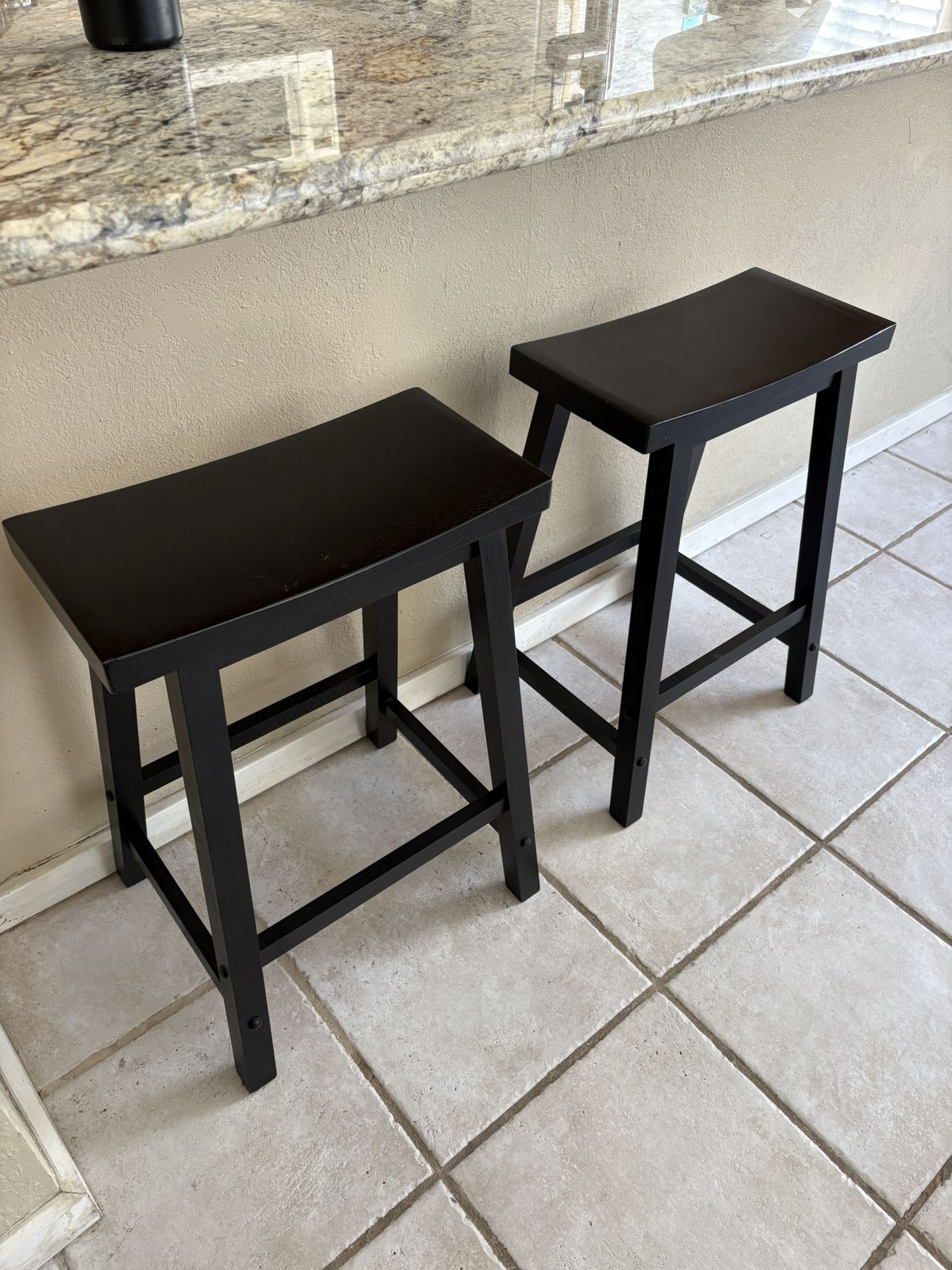 Two Black Bar Stools