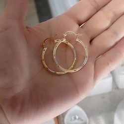 14k 3 Gold Hoop Earrings 