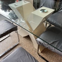 Glass Dinning Table And Chair Set